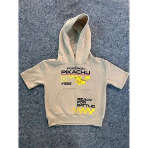Pokémon Pikachu Kids Short Sleeve Hoodie XS (4–5) Beige
